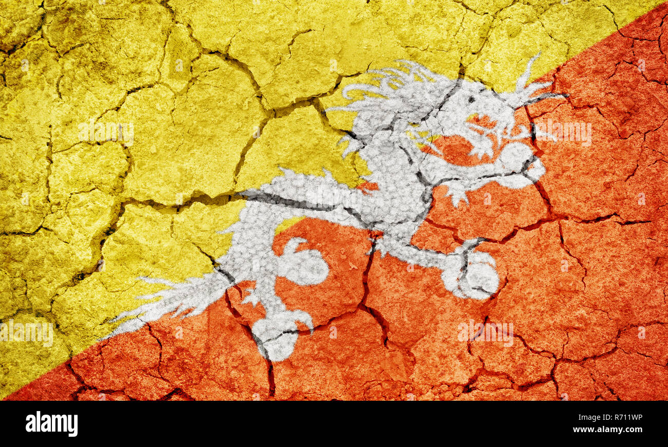 Kingdom of Bhutan flag Stock Photo - Alamy