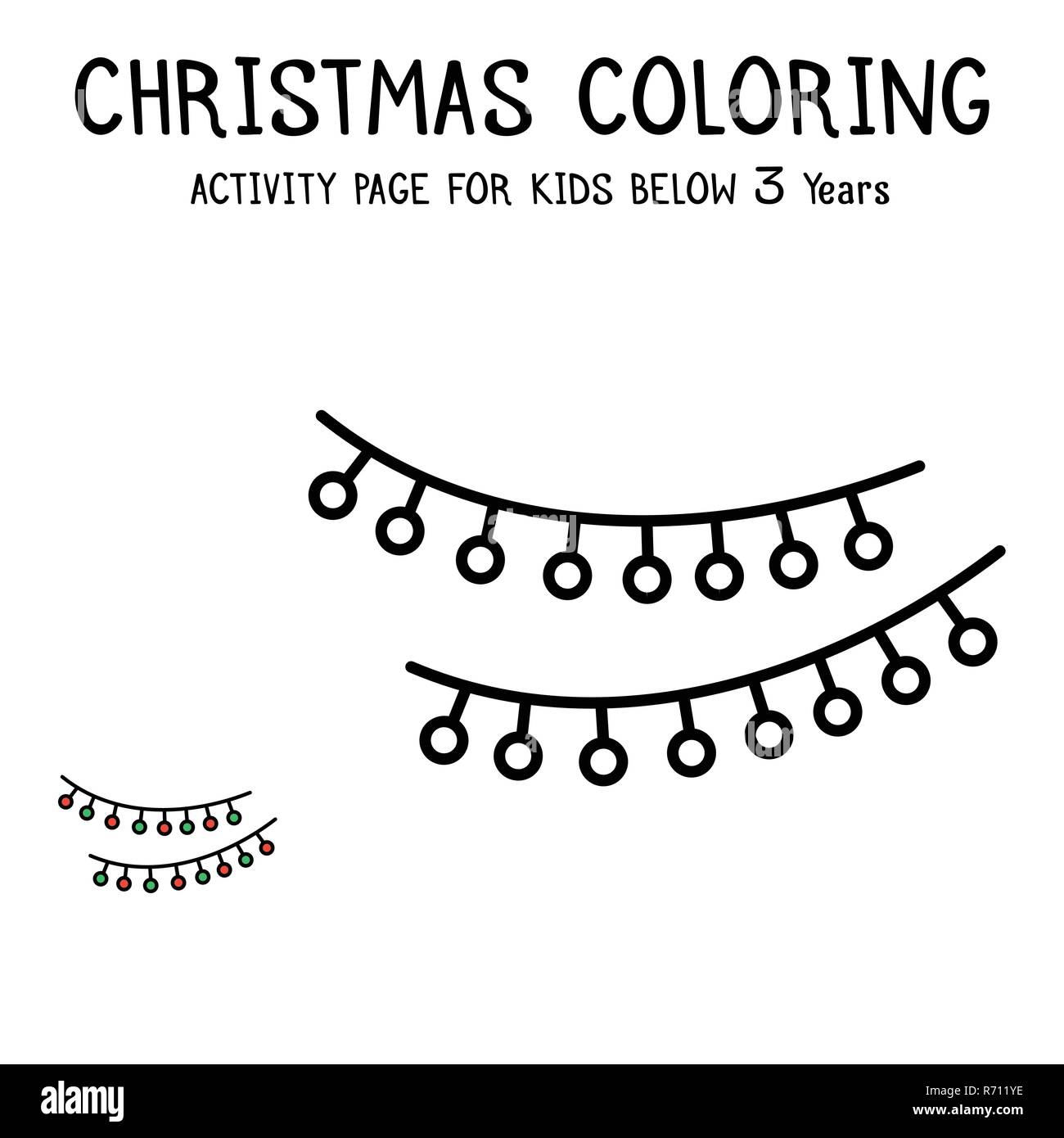 Christmas Coloring Actvity Book For Kids Below 3 Years Stock Vector ...