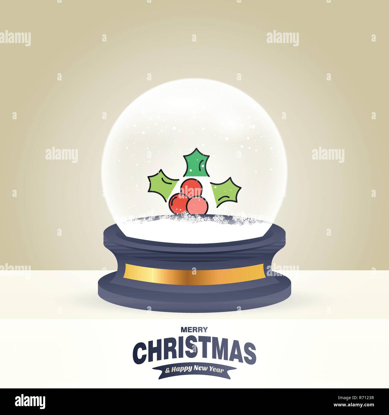 Christmas card with creative elegant design and globe also with golden ...