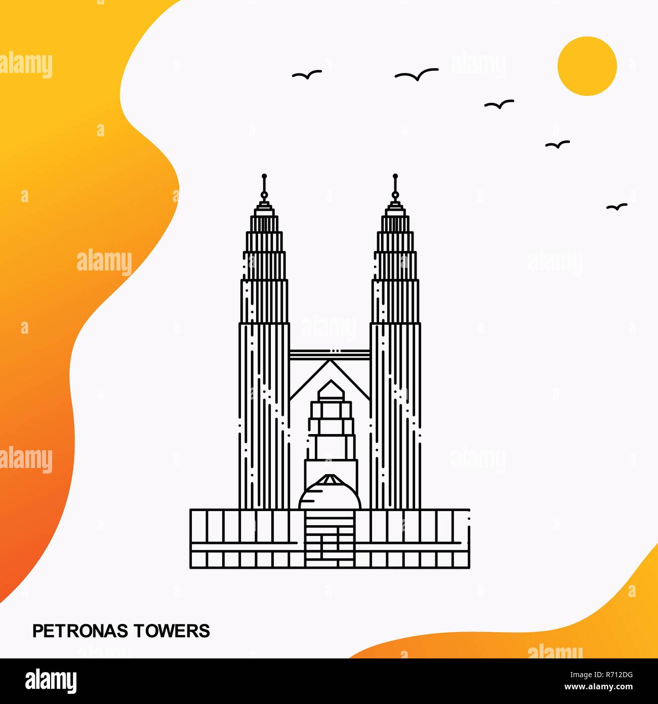 Travel PETRONAS TOWERS Poster Template Stock Vector