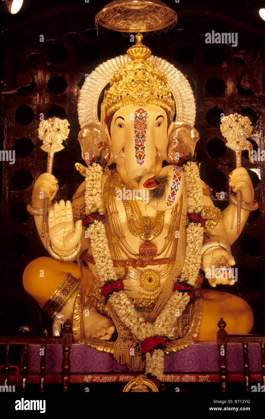 Ganesh ganpati Festival Elephant head Lord procession Idol pune, maharashtra, india Stock Photo