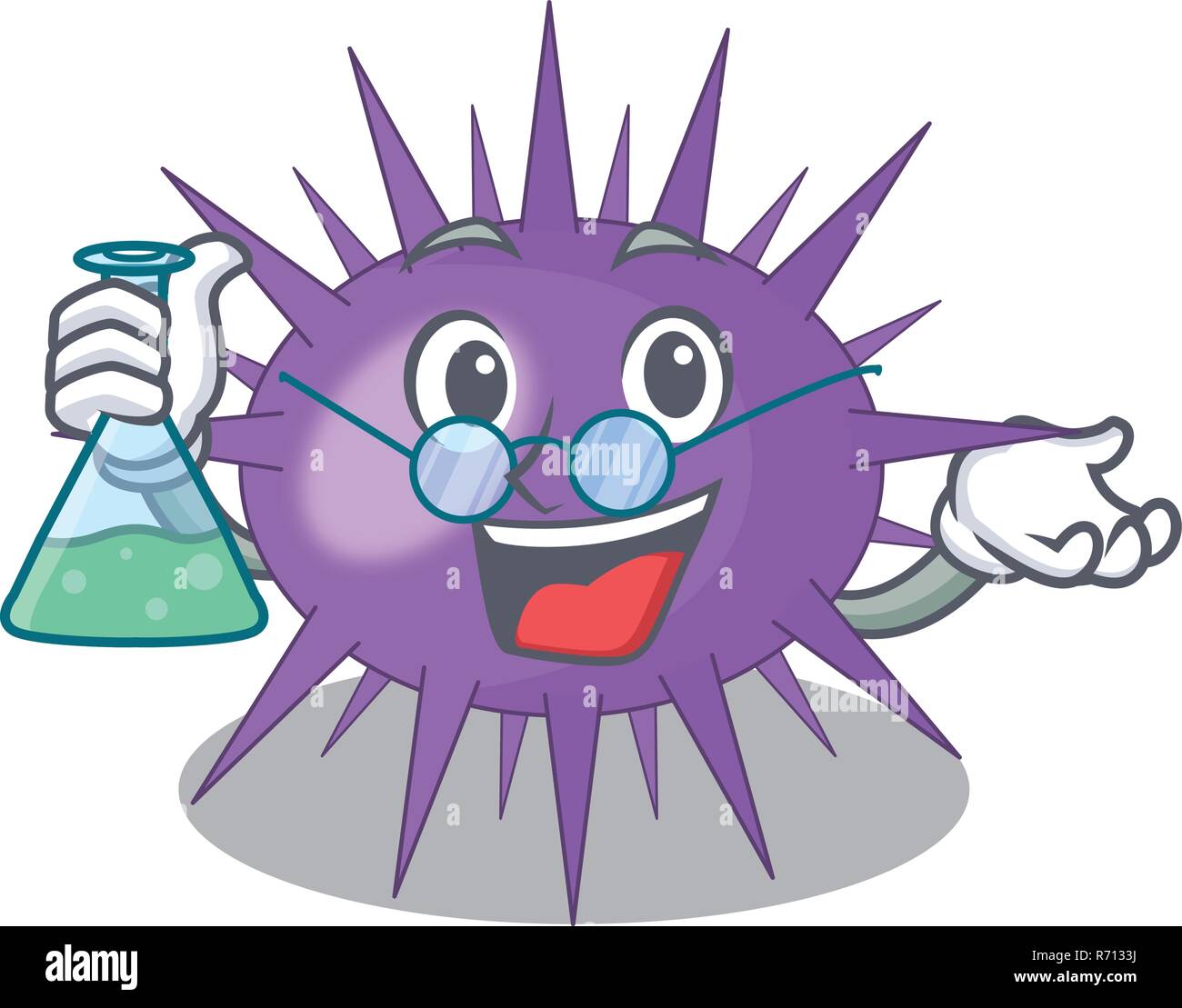 Professor Sea urchin commonly called in cartoon Stock Vector Image