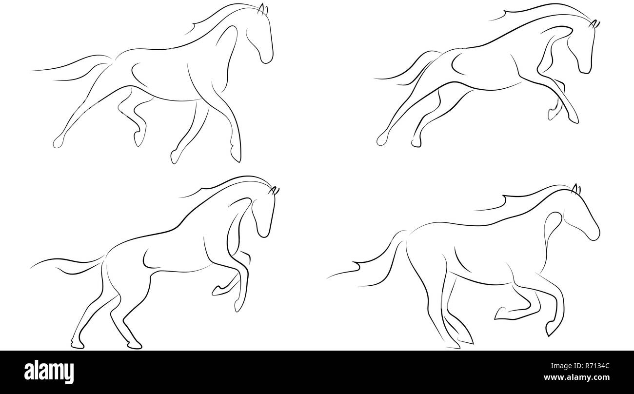 Line Art Of A Horse On White Stock Illustration - Download Image Now - Horse,  Line Art, Outline - iStock