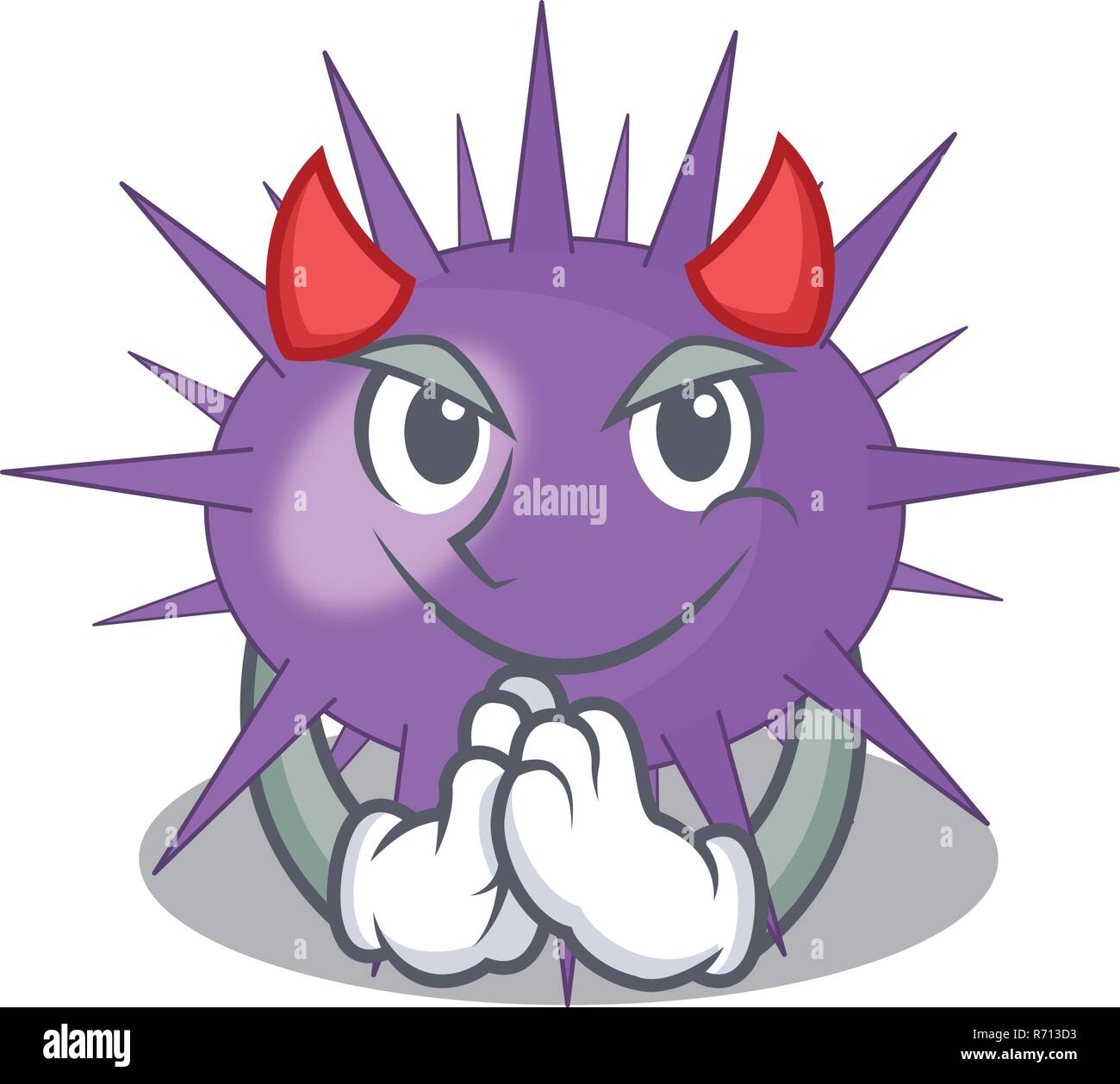 Devil underwater scenery on mascot sea urchin Stock Vector Image & Art