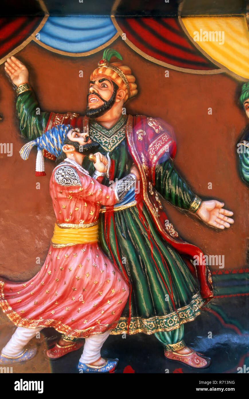 Painting of Chhatrapati Shivaji Maharaja killing Afzal Khan - year 1659 Stock Photo