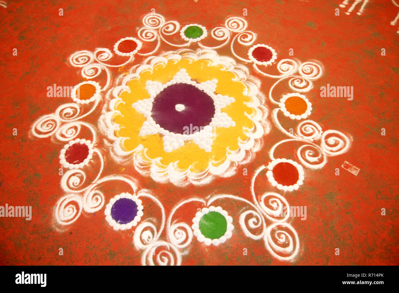 Colourful Rangoli on Dussera dusera Festival Stock Photo