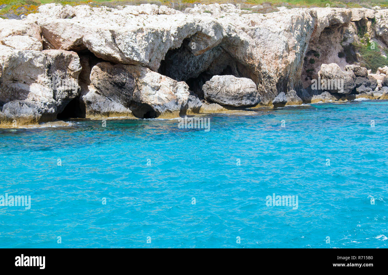 sea caves cyprus Stock Photo