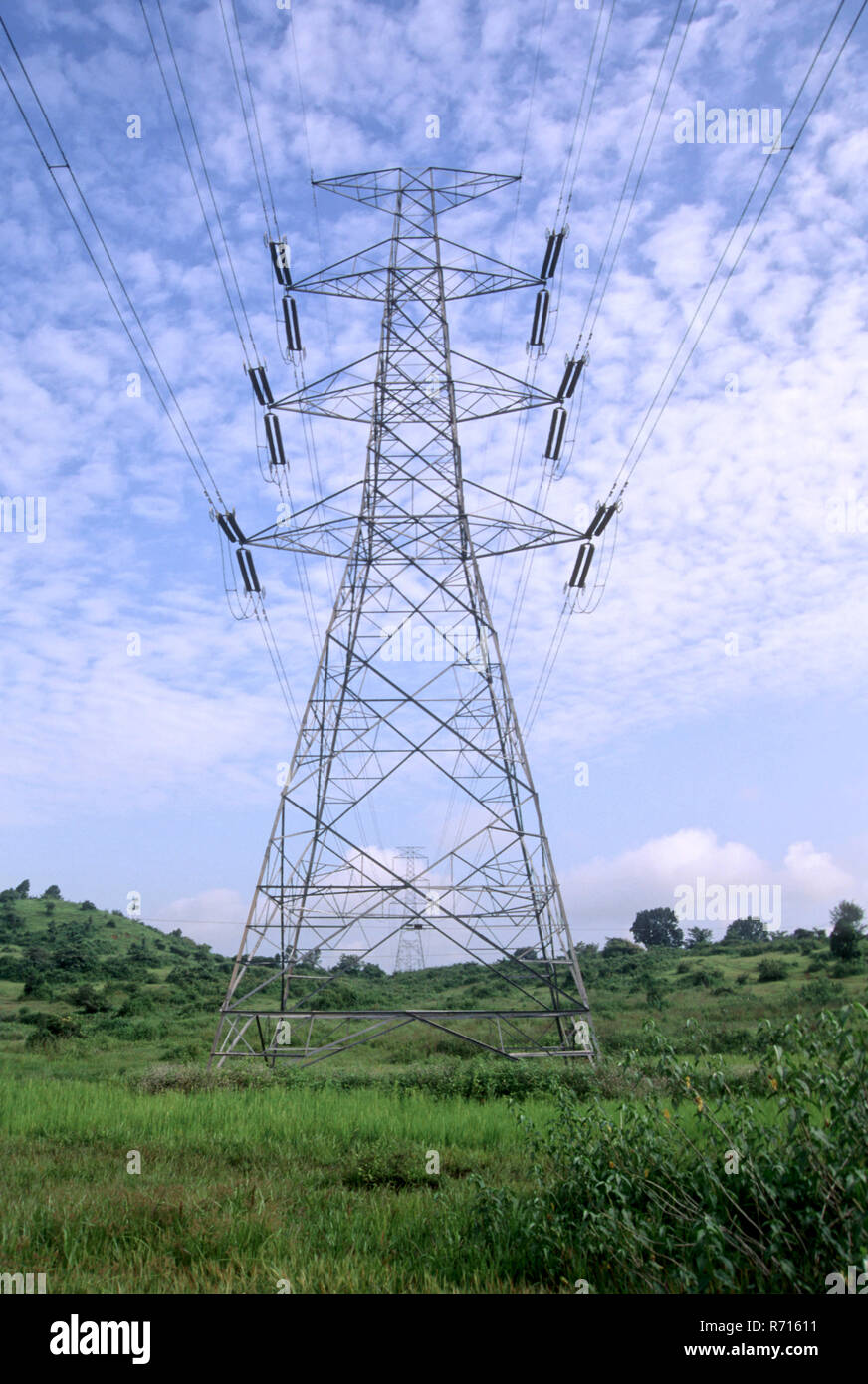 electrical power lines at murbad, kalyan, maharashtra, india Stock Photo