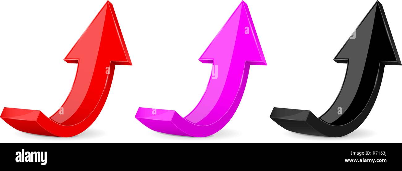 UP arrows. Colored moving up 3d icons Stock Vector