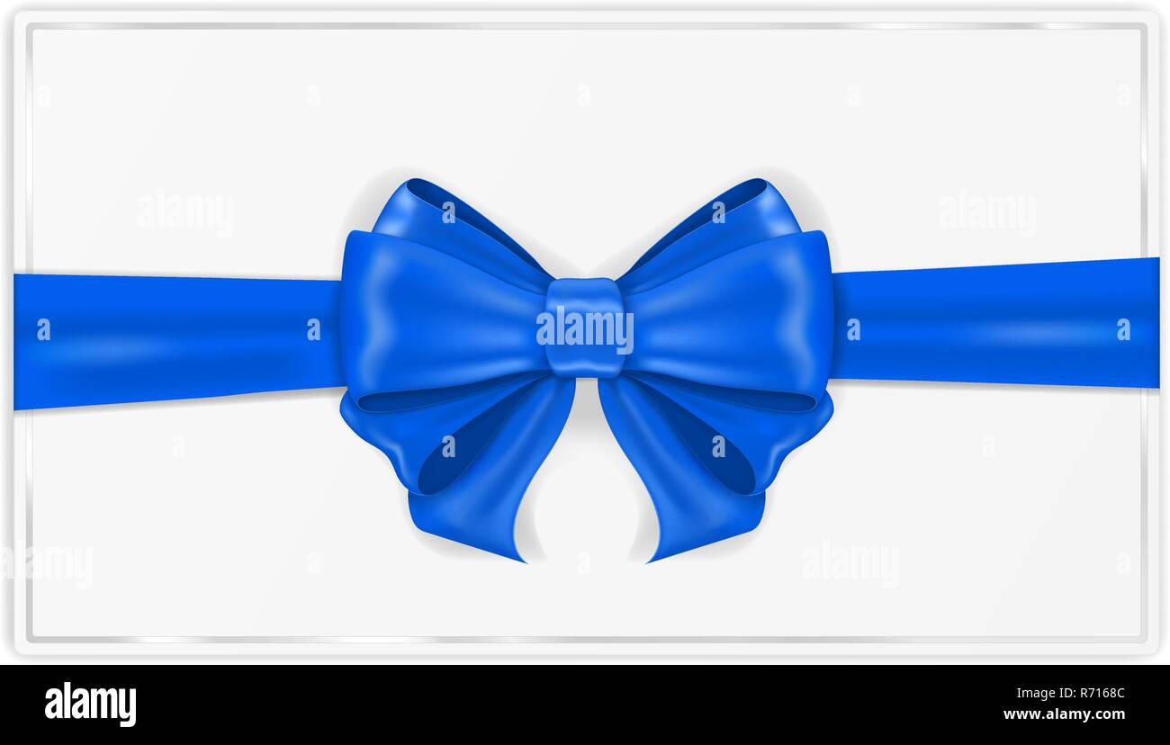 Greeting card wrapped with blue ribbon. With silk bow Stock Vector ...