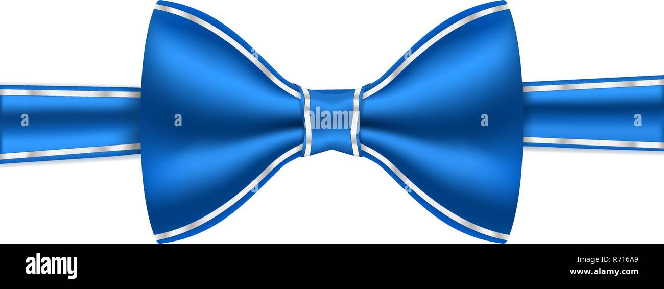 Blue bow tie with white frame stitching Stock Vector