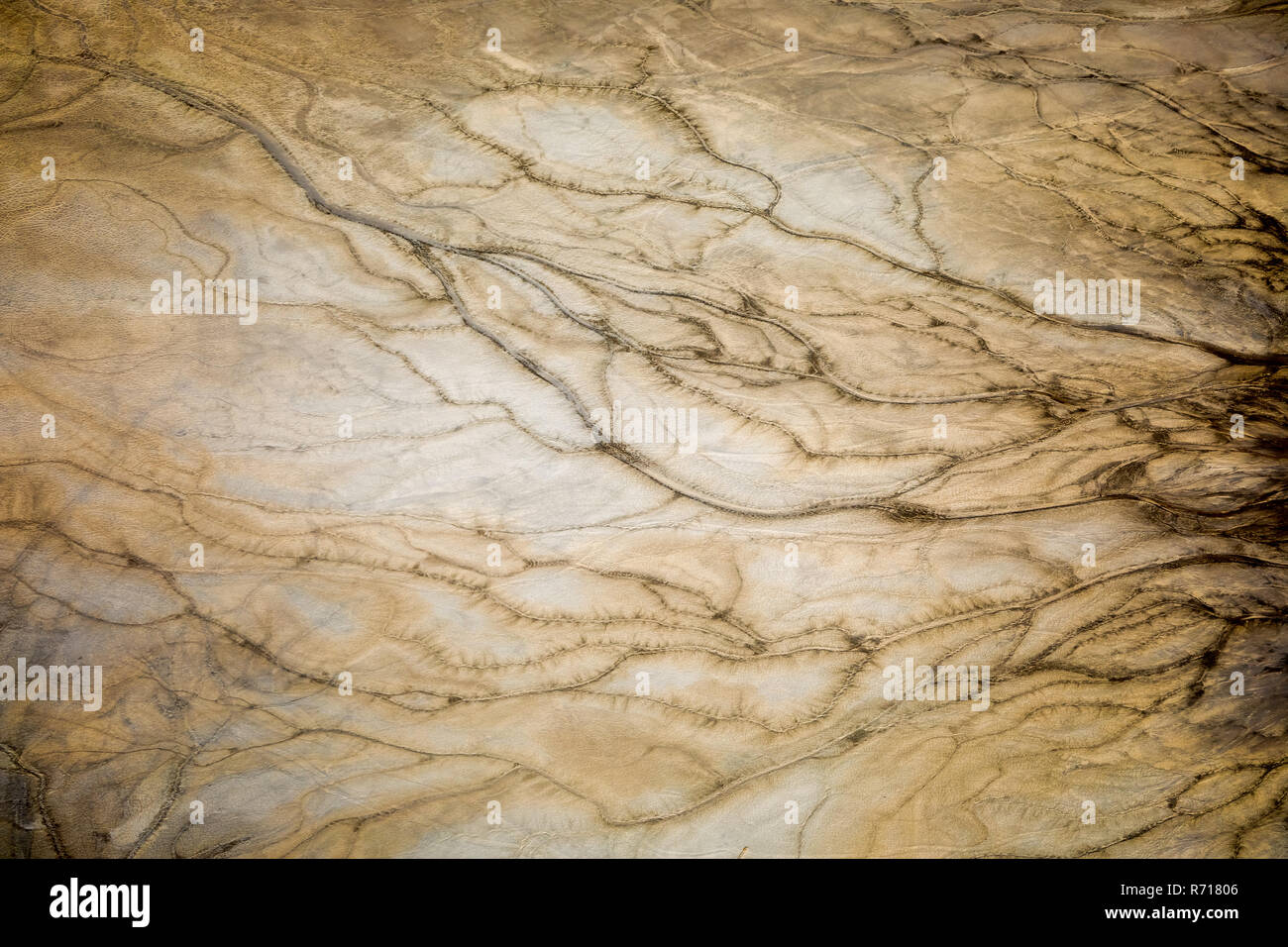Aerial view, water veins in the lime pond, Nienburg, Latdorf, Saxony-Anhalt, Germany Stock Photo