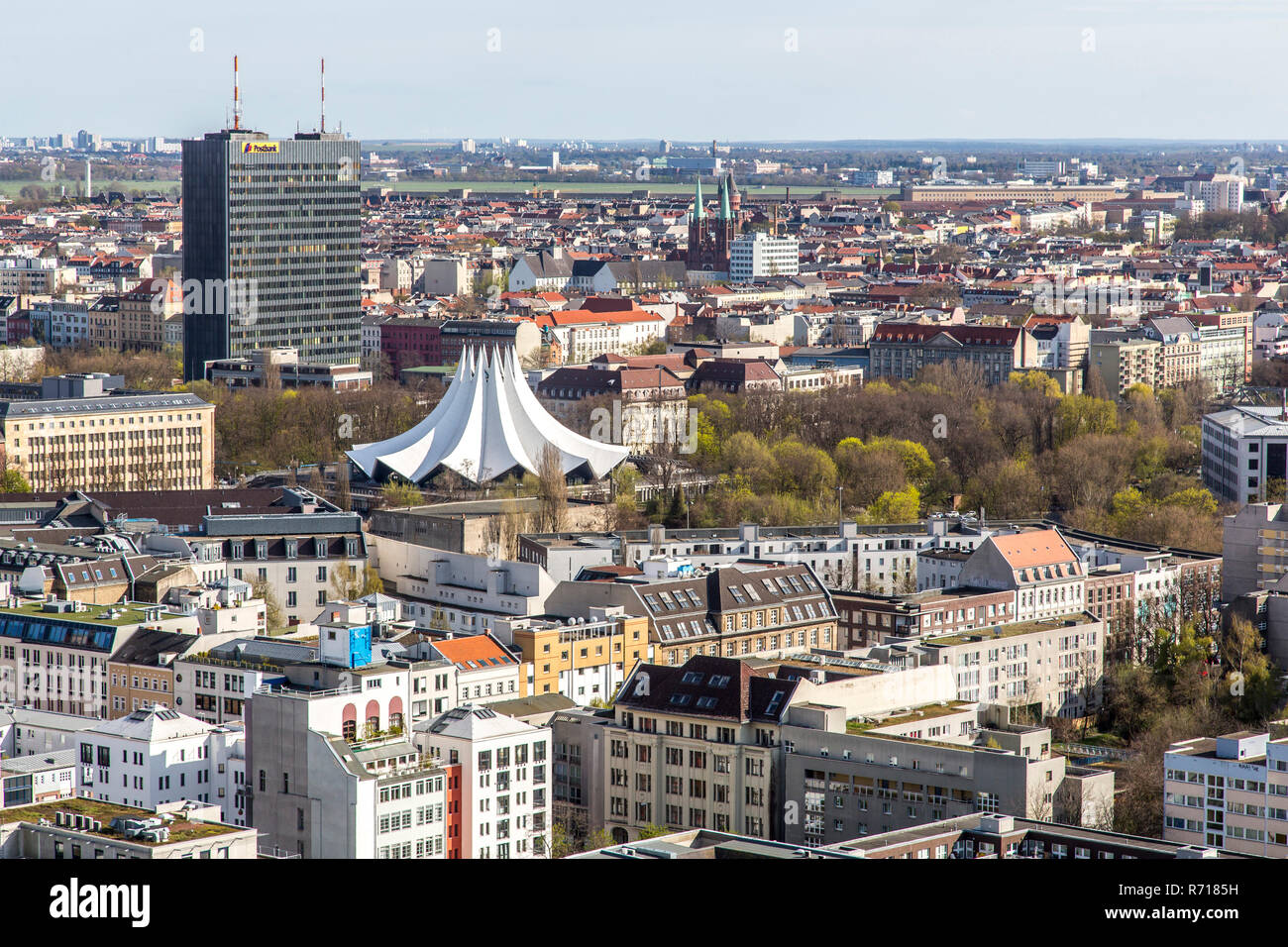 Cityscape, Berlin-Kreuzberg, Tempelhof Park and Tempodrom, Berlin, Germany Stock Photo