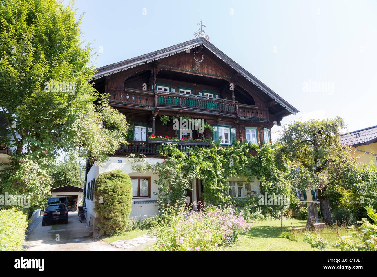 Traditional farmhouse, St. Johann in Tyrol, Tyrol, Austria Stock Photo