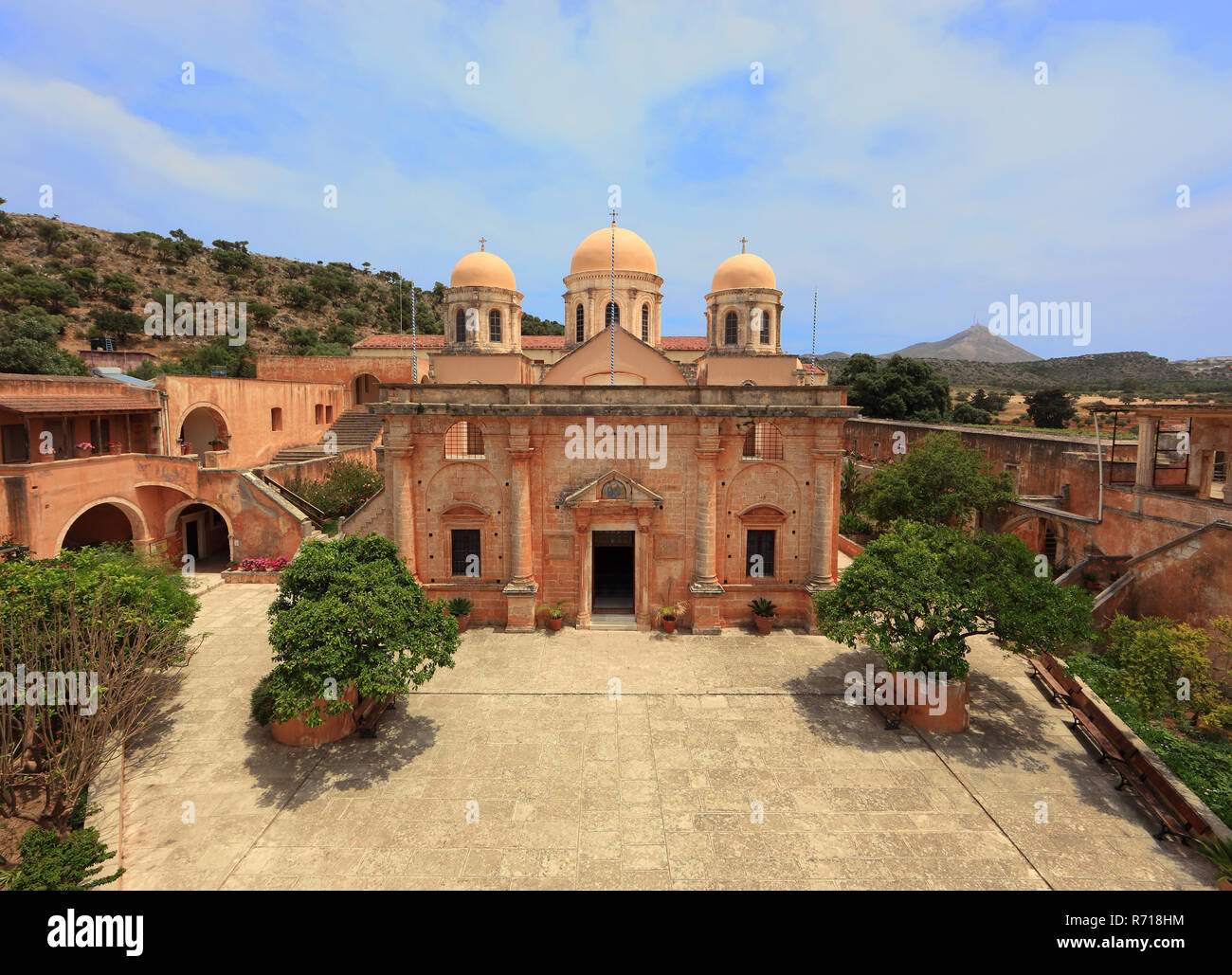 Agia Triada, Holy Trinity Monastery, cross-domed church, Akrotiri Peninsula, Crete, Greece Stock Photo