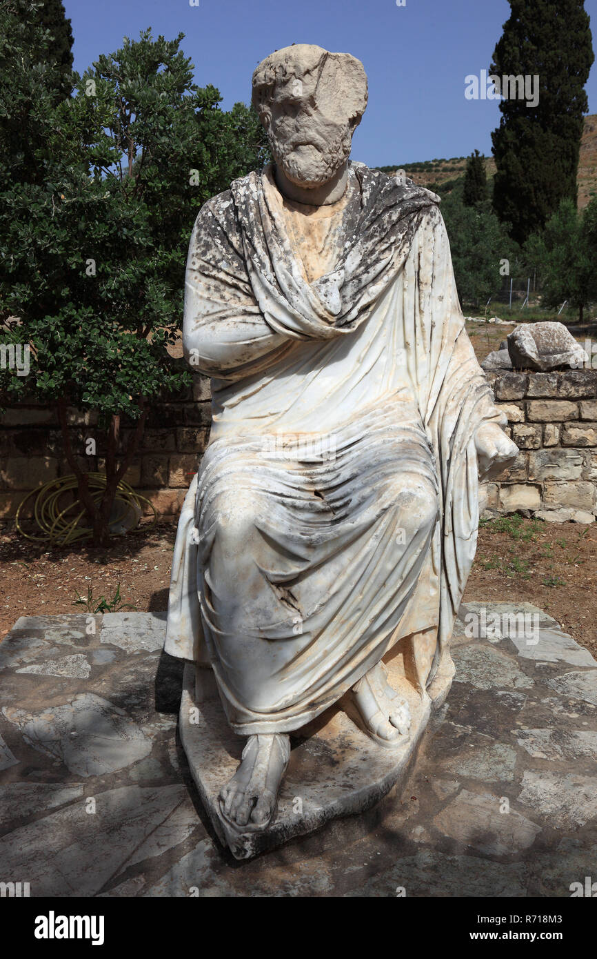Marble statue of a philosopher, archaeological site Gortyn, Crete, Greece Stock Photo