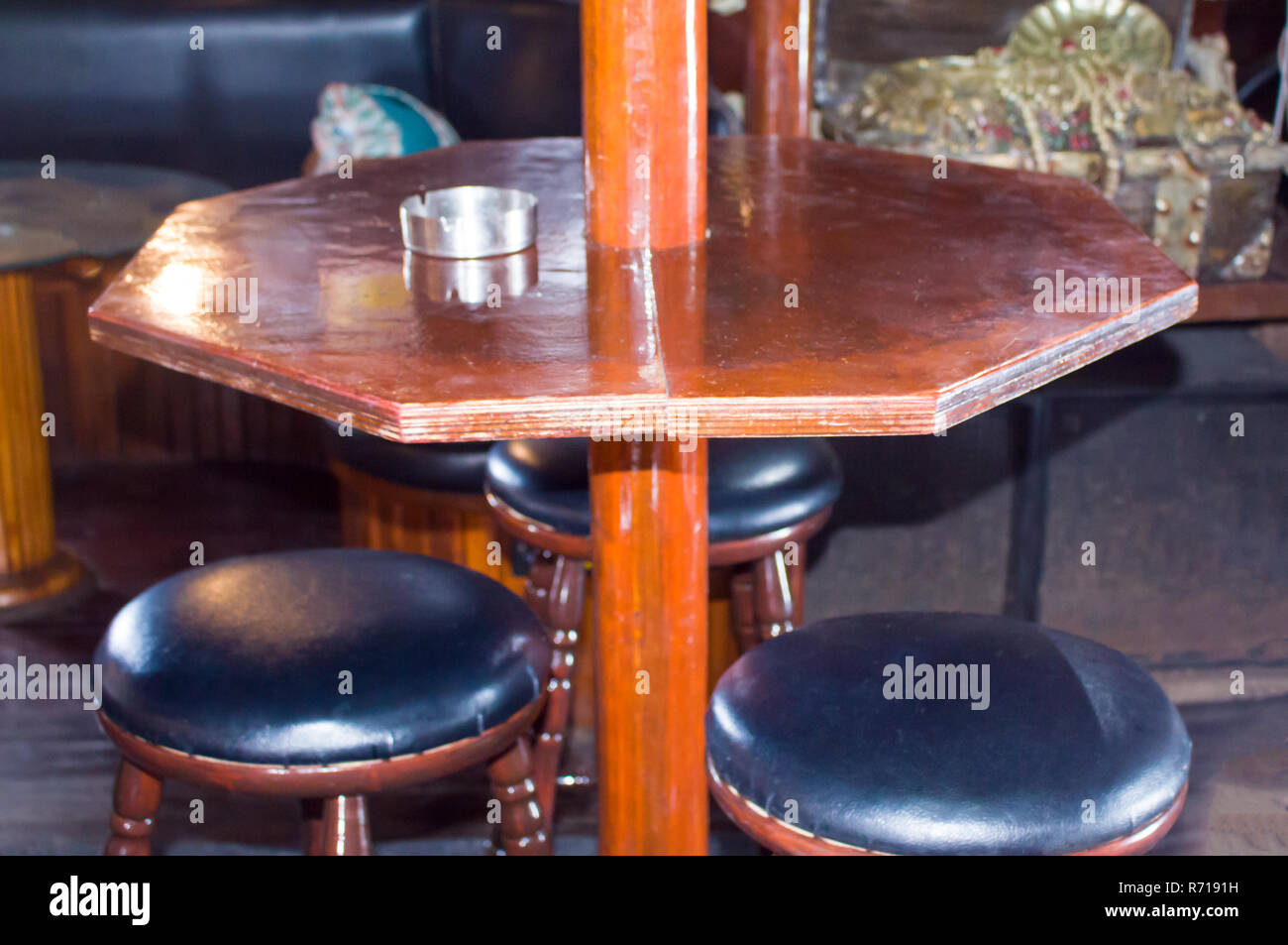 bar with old wooden furniture, pirate themes decor Stock Photo - Alamy