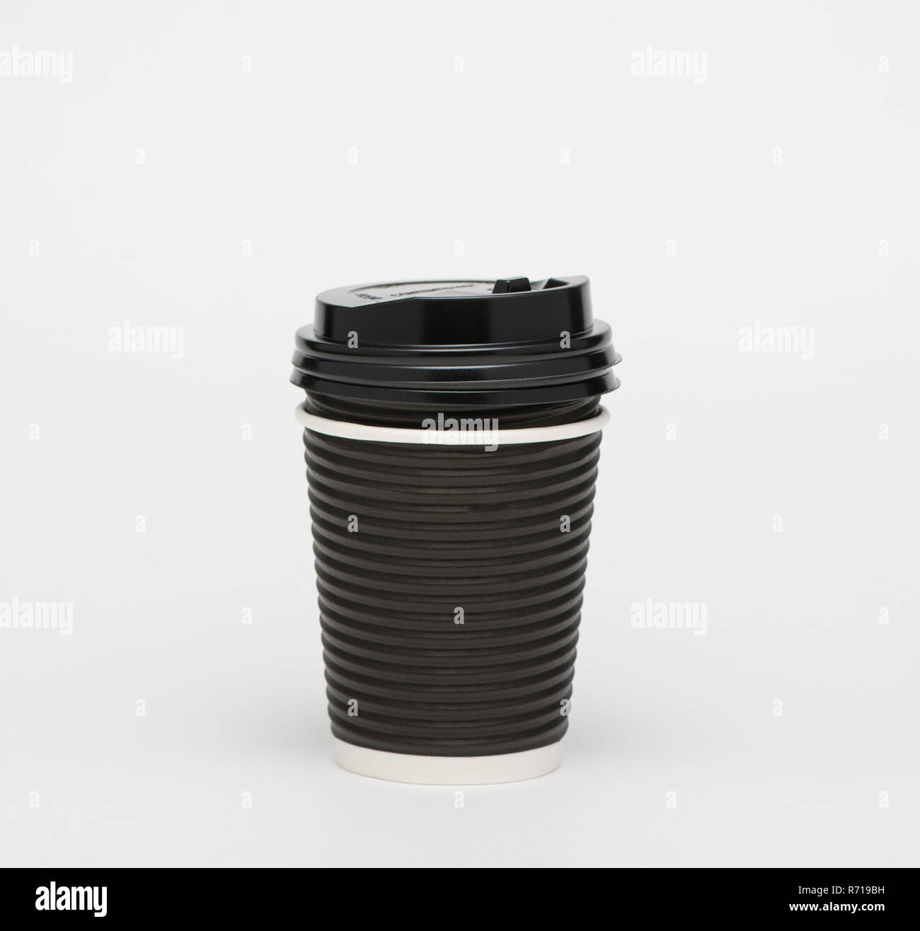 black paper cup coffee in takeaway isolated on white background Stock ...