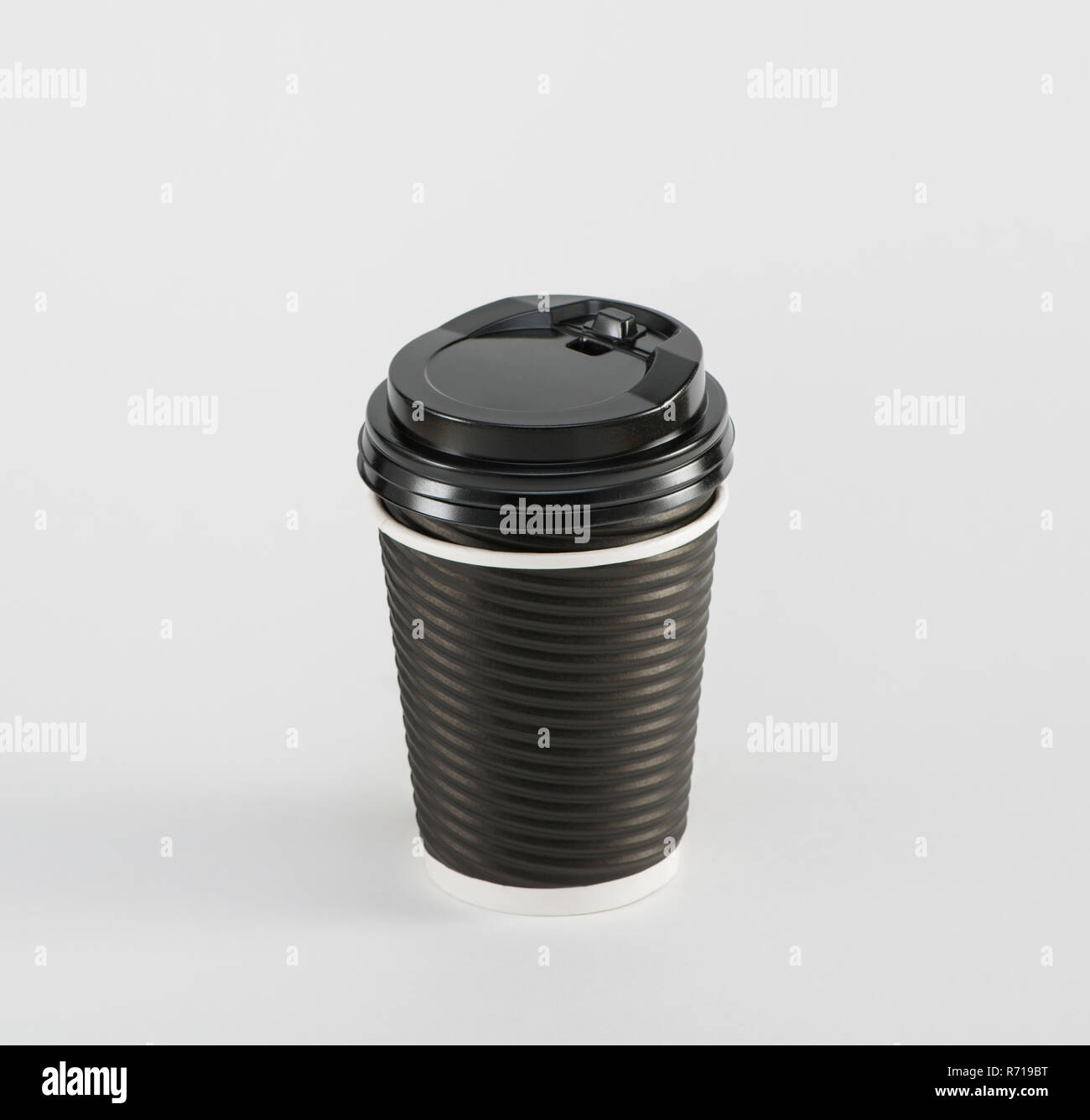 black paper cup coffee in takeaway isolated on white background Stock ...