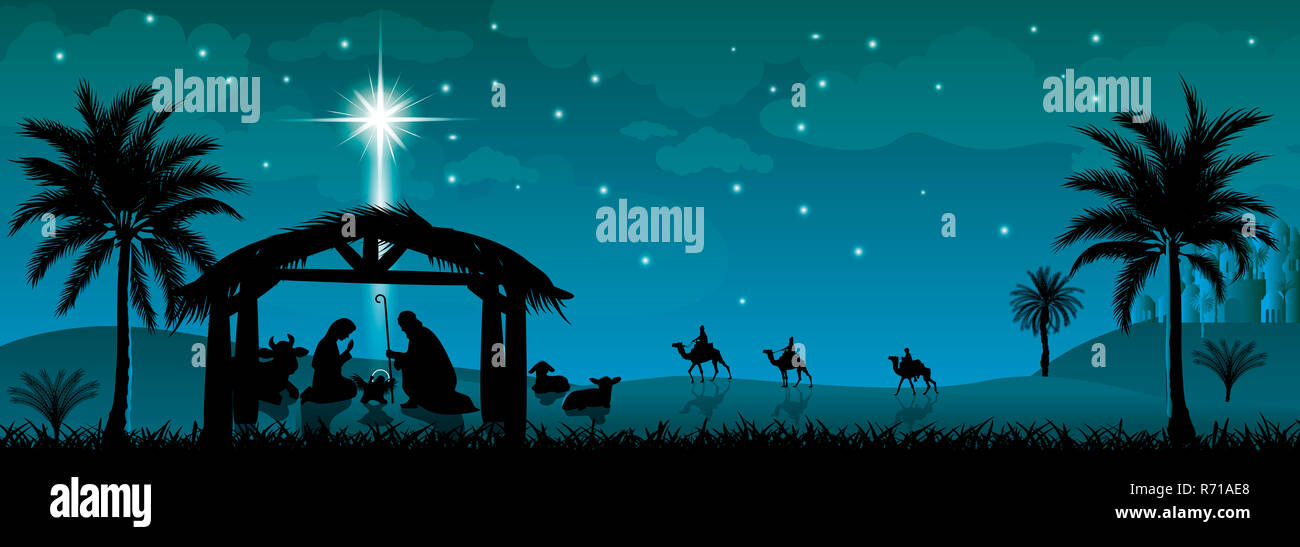 Scene of the Nativity of Jesus Christ. Christmas, the scene of ...