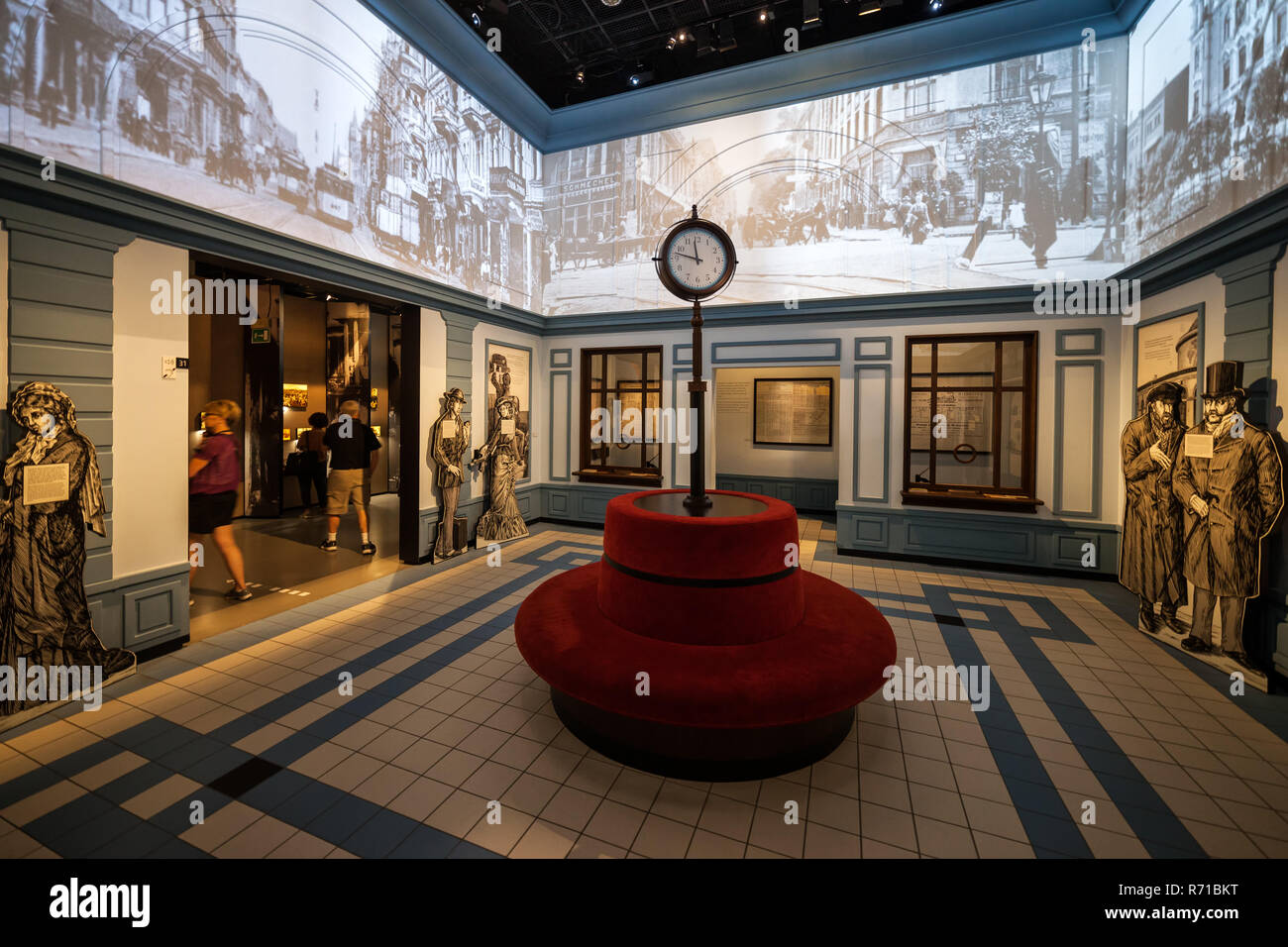 Poland, Warsaw, POLIN Museum of the History of Polish Jews interior, 19th century train station, part of Encounters with Modernity (1772–1914) exhibit Stock Photo