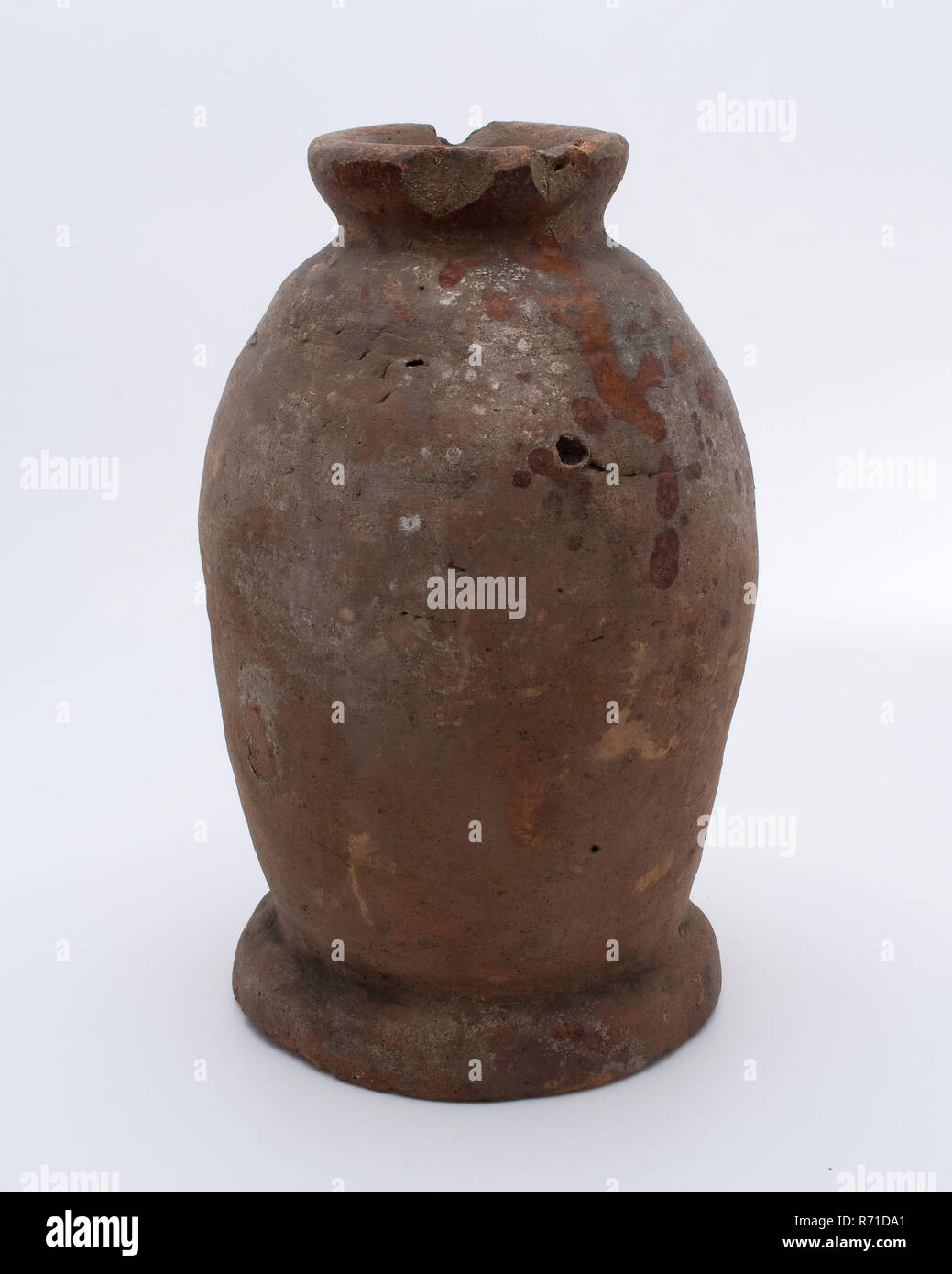 Pottery Pot On Stand Baluster Shape With Short Neck Used In