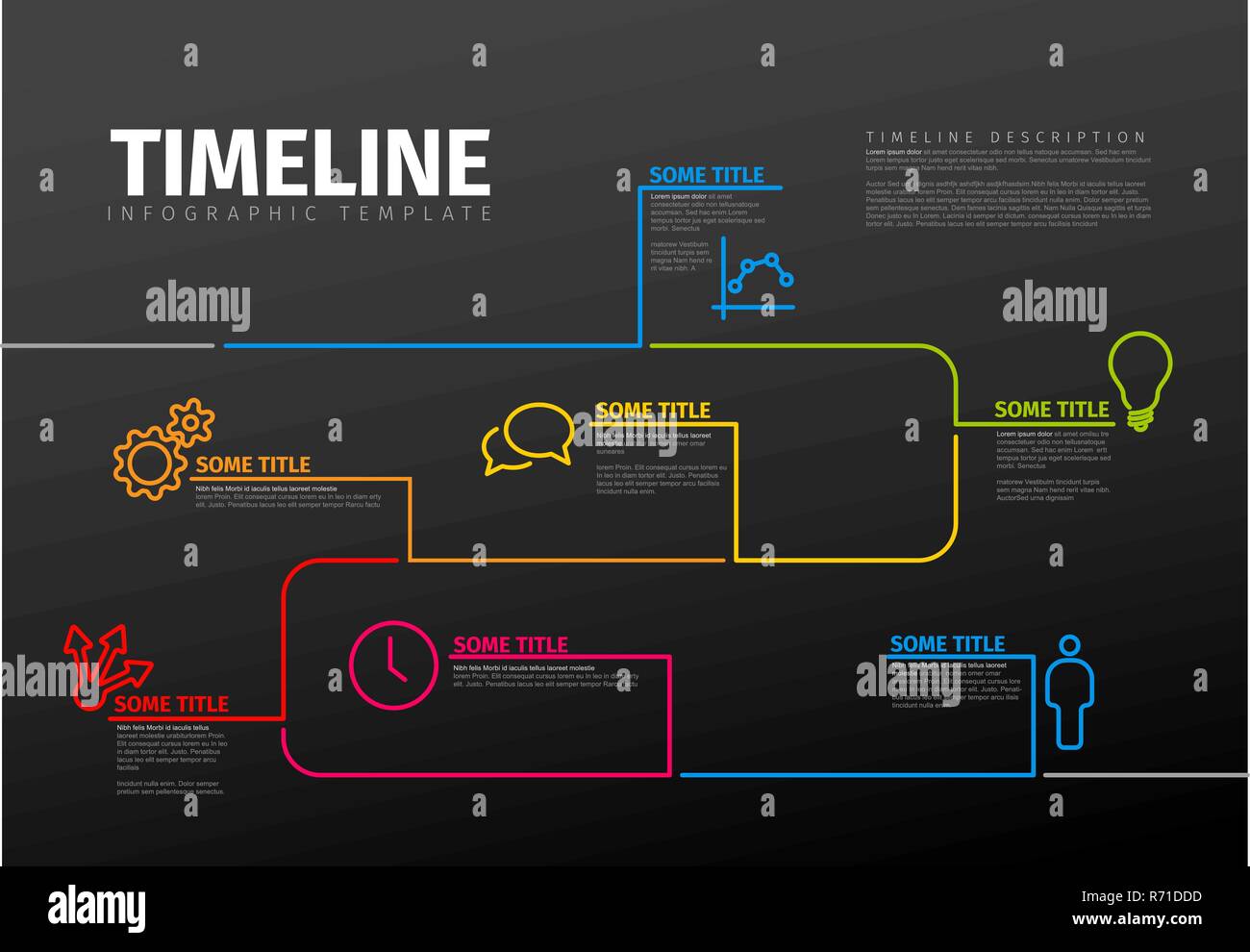Vector Infographic timeline template with icons made from thin line ...