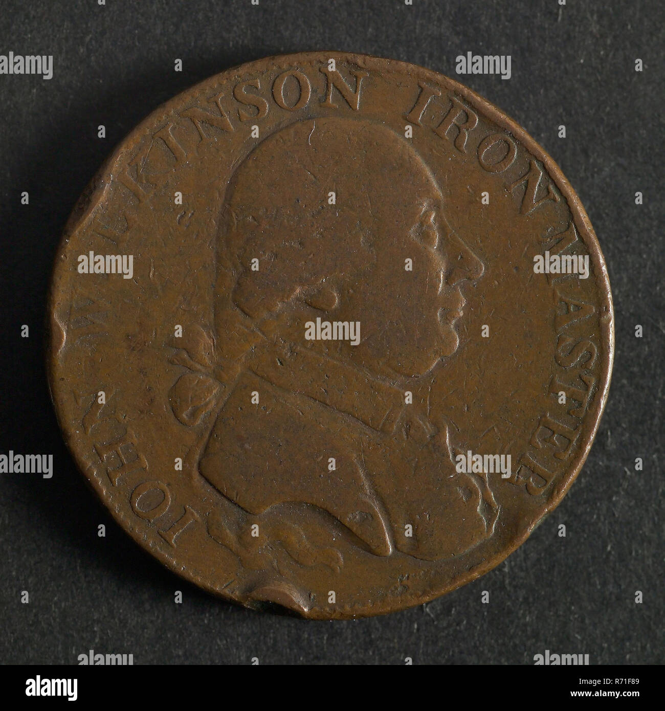 Medal on John Wilkinson, penning footage copper, bust John Wilkinson to the right omschrift