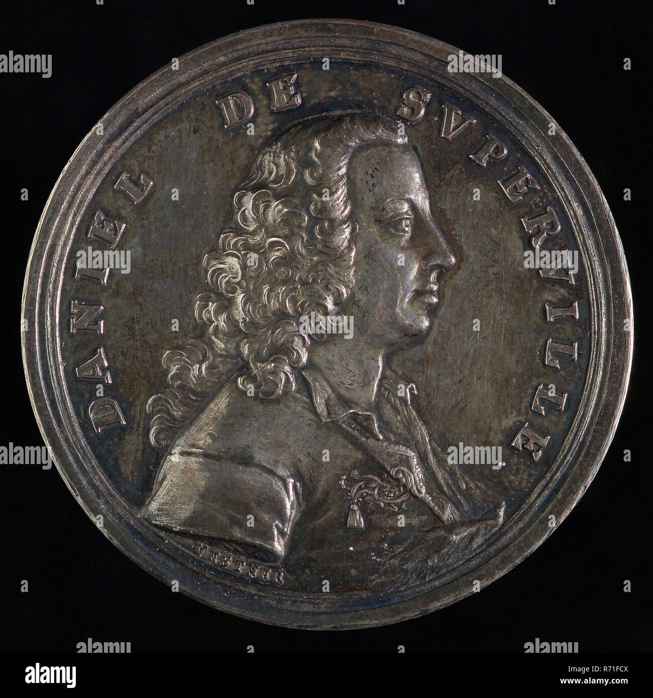 Andreas Vestner, Memorial medal Daniël de Superville (Rotterdam 1696 -  Rotterdam 1773), penning footage silver, bust, omschrift DANIEL DE  SUPERVILLE Bayreuth Erlangen Nürnberg University doctor Rotterdam Huguenot  migration Elector Friedrich Brandenburg ...