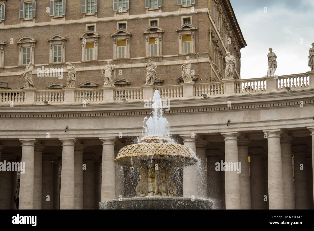 The Fountain From The Saint Peter Square, Vatican, Italy Stock Photo