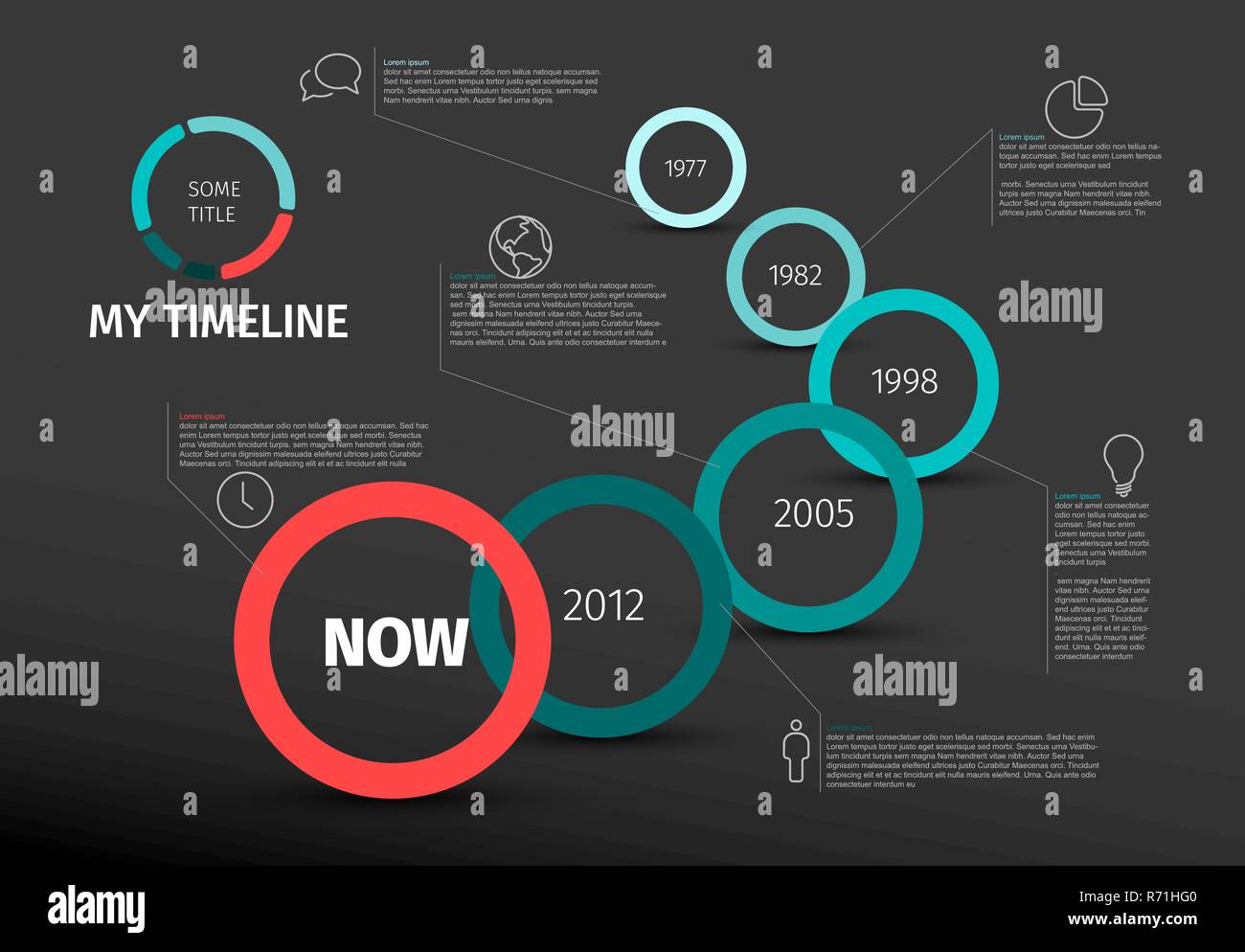 Vector Infographic timeline report template with icons and circles ...