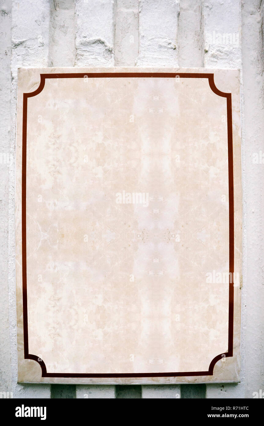 marble plate sign blank frame wall space empty Stock Photo