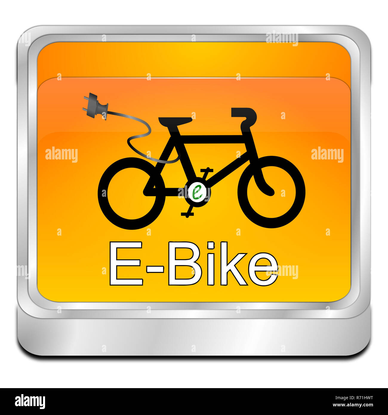 decorative orange E-Bike Button - 3D illustration Stock Photo