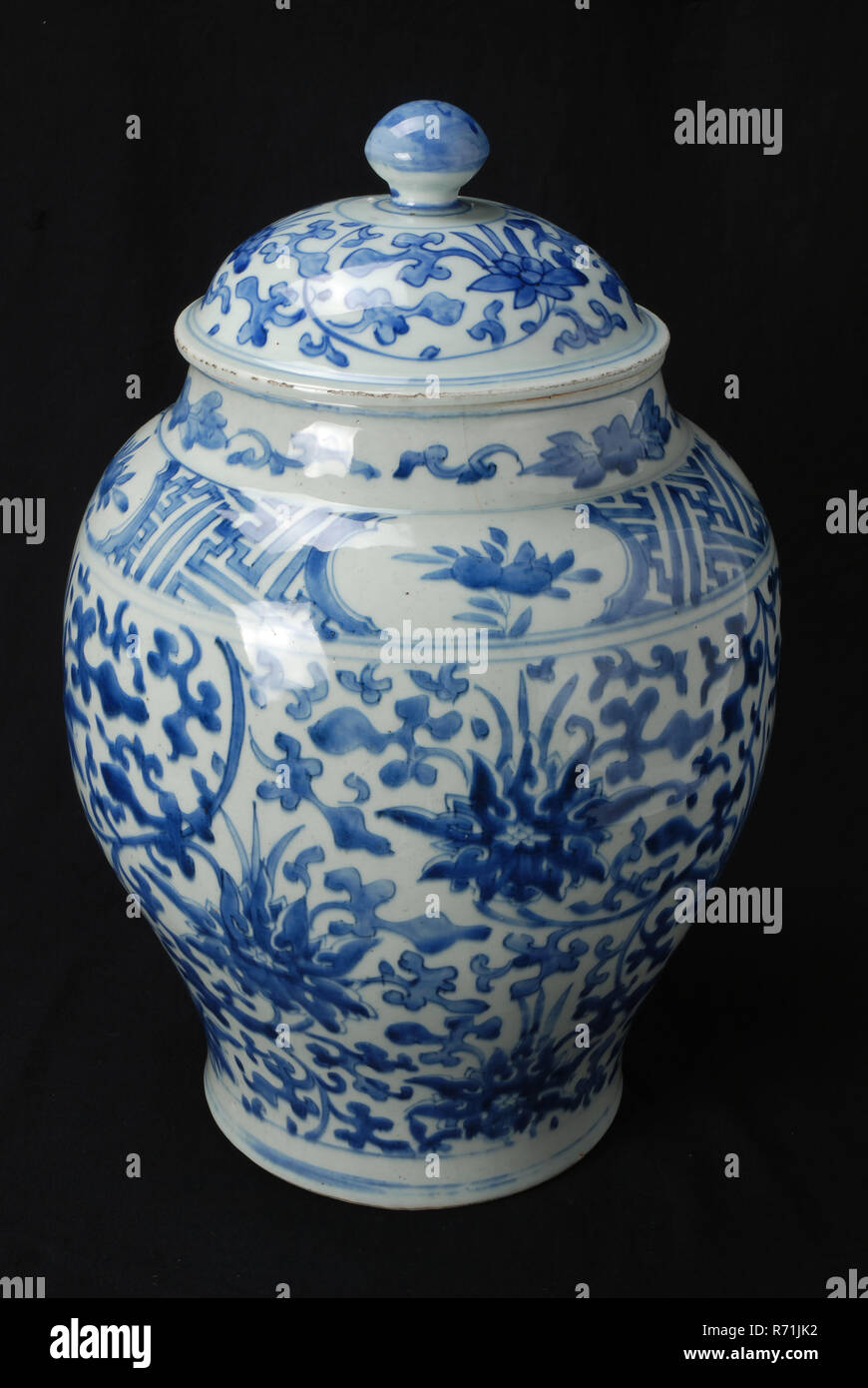Textured Butterfly Motif Large Vintage Handmade Ceramic Casserole Dish With Lid Blue Tan