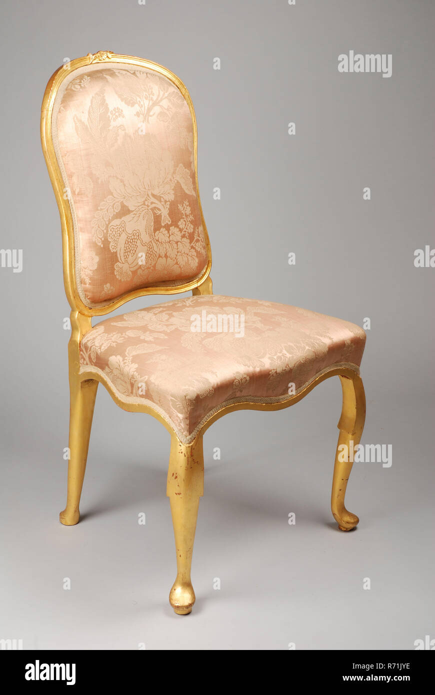 Gold Plated Straight Rococo Chair Straight Seat Chair