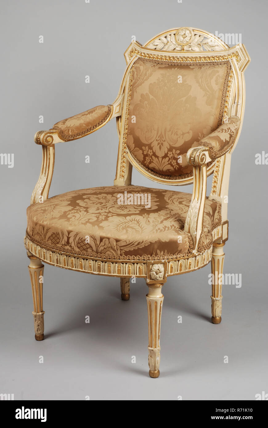 White Painted Partly Gilded Louis Seize Armchair Armchair Seat