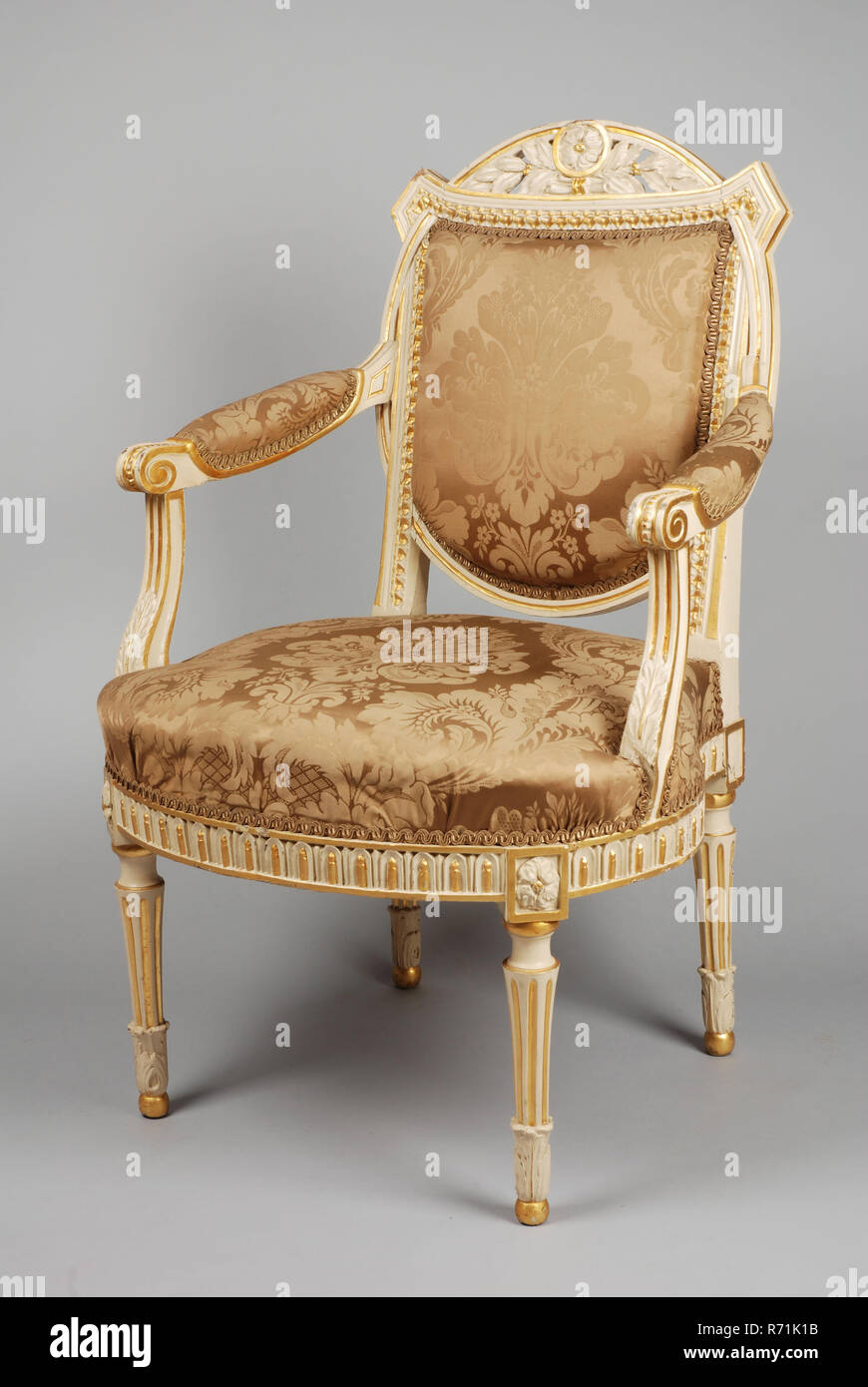 White Painted Partly Gilded Louis Seize Armchair Armchair Chair