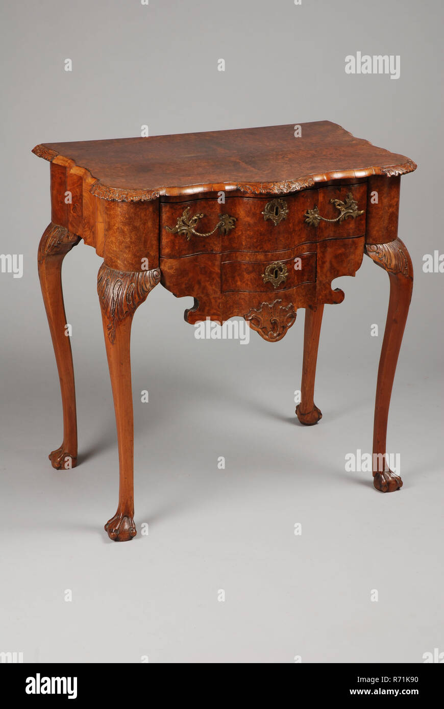 Rococo wall table, side table table furniture interior design wood oak  walnut burr walnut brass, Cab sewer legs with carving on the knees wide and  narrow drawer legs walnut leaf front and