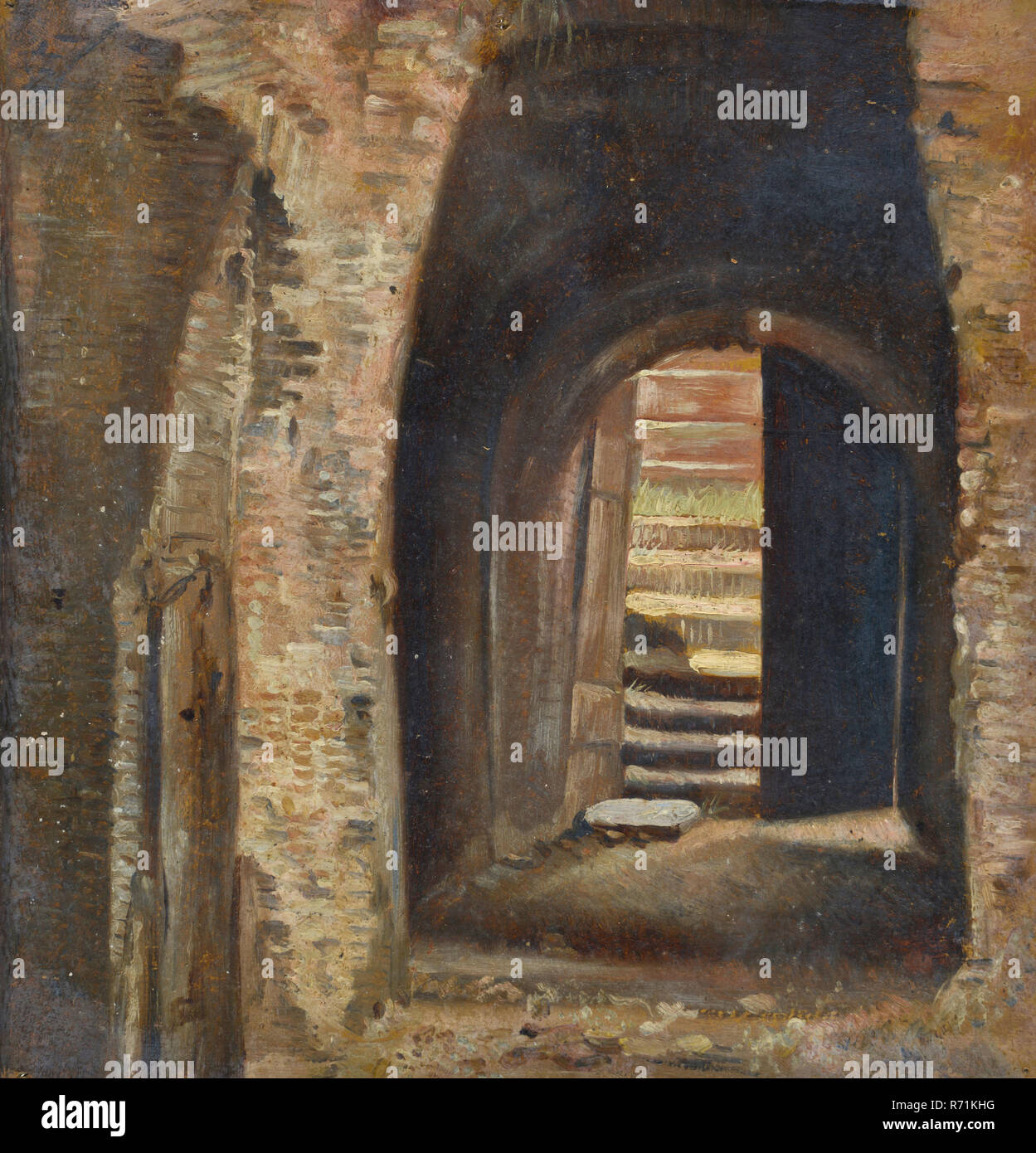 Jan Bikkers, Cellar of the Preachers from the Oude Gasthuis on the Hoogstraat, painting footage cardboard paint, interior basement Rotterdam City center Stadsdriehoek Hoogstraat old-woman's home Reformed Old Women's House Stock Photo