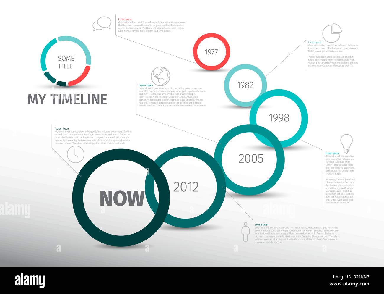 Vector Infographic timeline report template with icons and circles ...