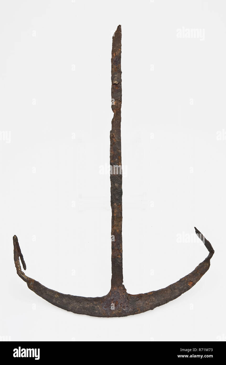 Iron anchor, broken shaft, flat wrought iron, anchor ship's equipment