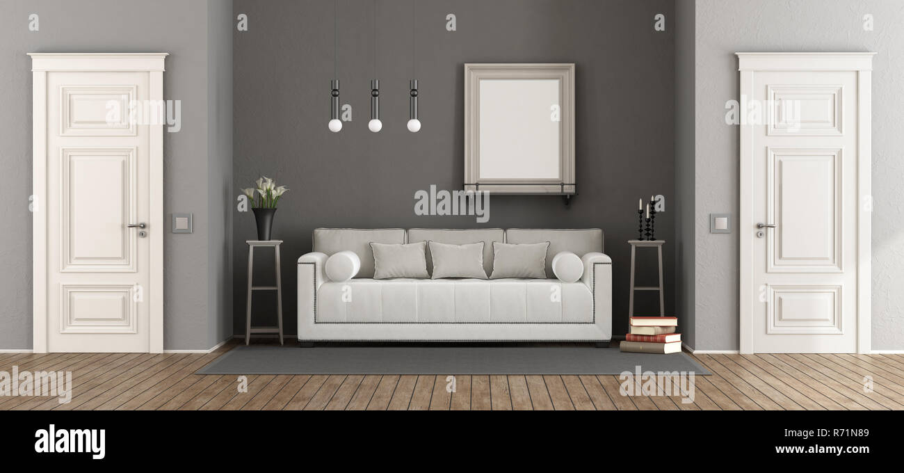 White and gray classic living room Stock Photo
