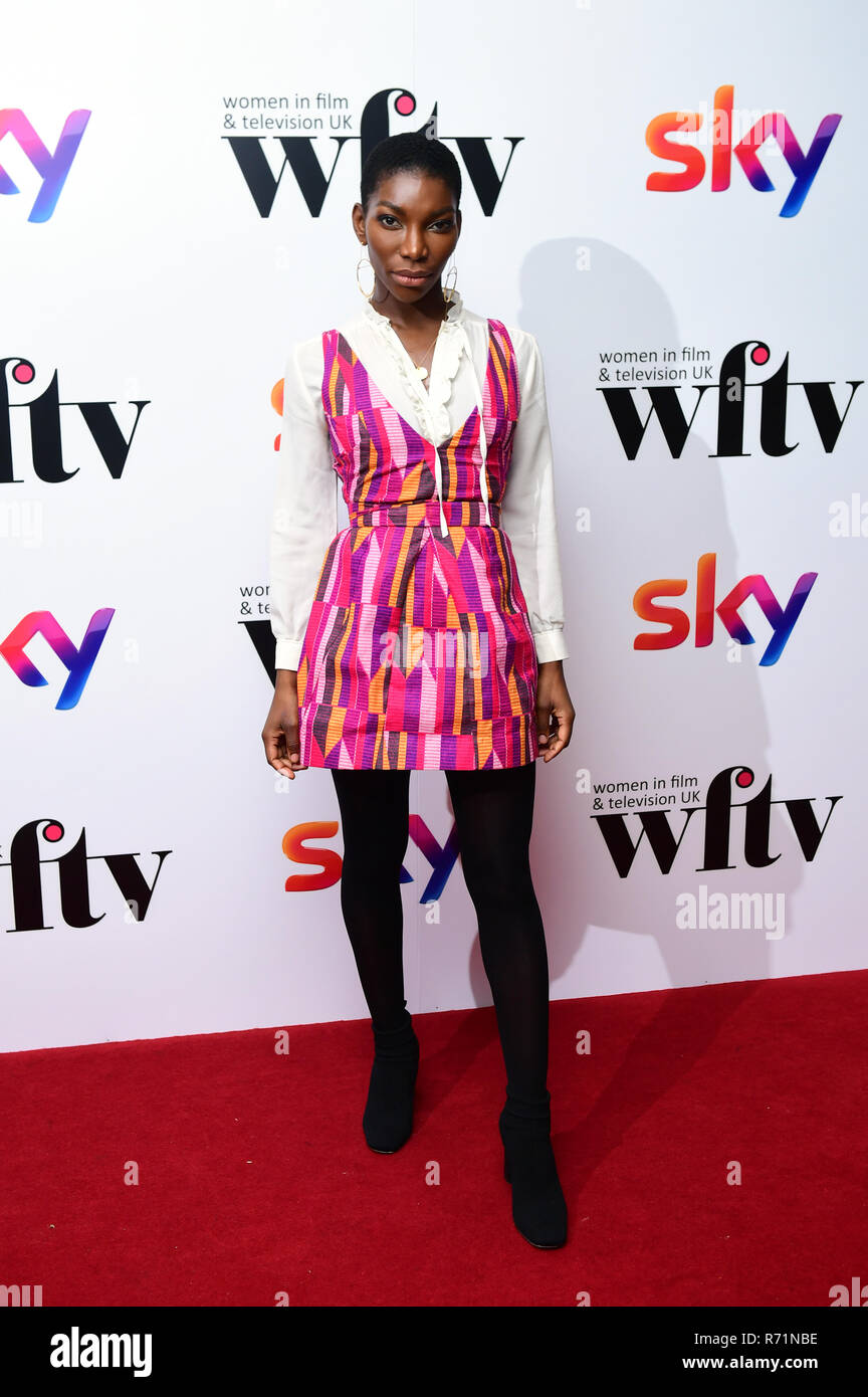 Michaela Coel attending the Women in Film and TV Awards 2018, held at the Hilton in London. Stock Photo