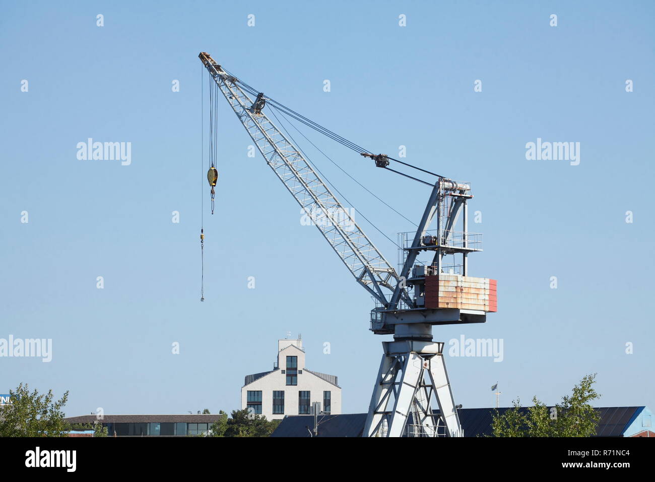 Old crane in Harburg harbor, Harburg, Hamburg, Germany, Europe I ...