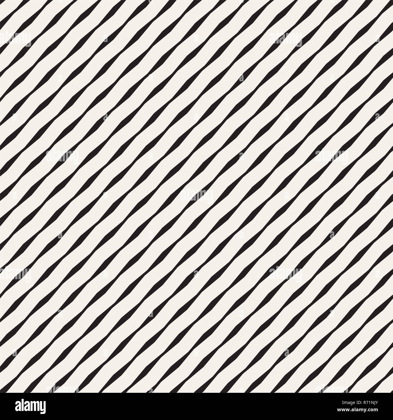Vector Seamless Black and White Hand Drawn Wavy Lines Pattern Stock ...