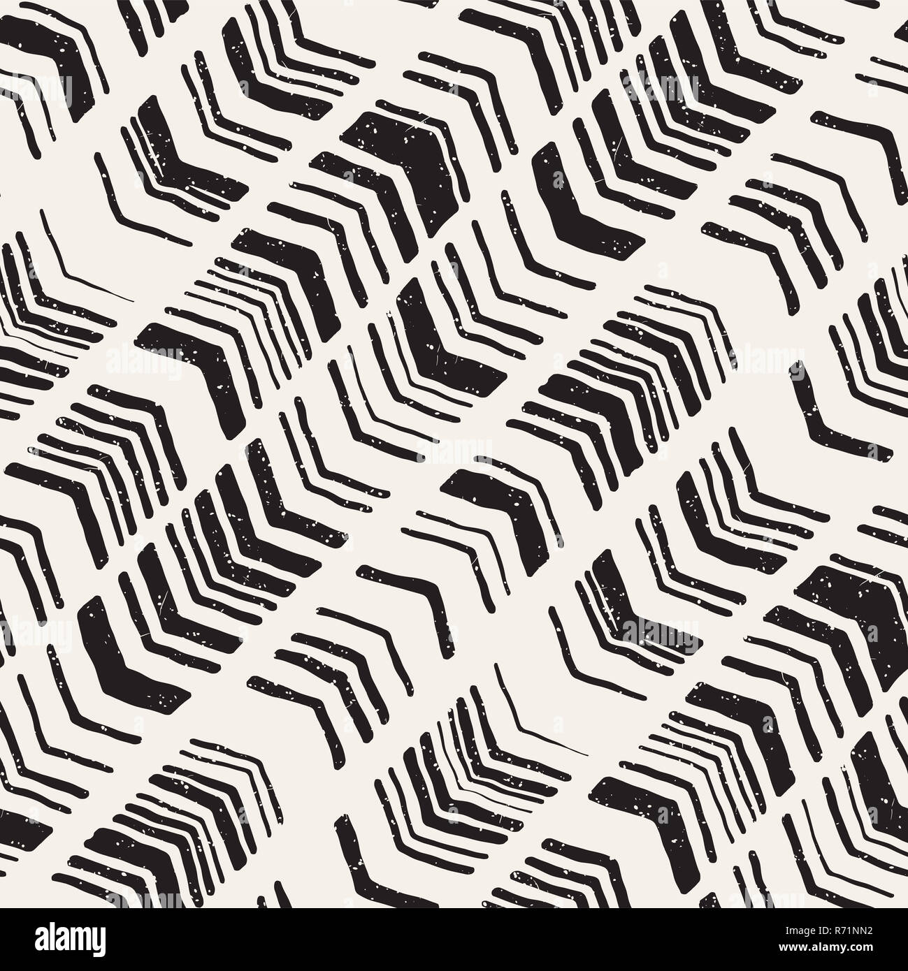 Seamless hand drawn style chevron pattern in black and white. Abstract ...