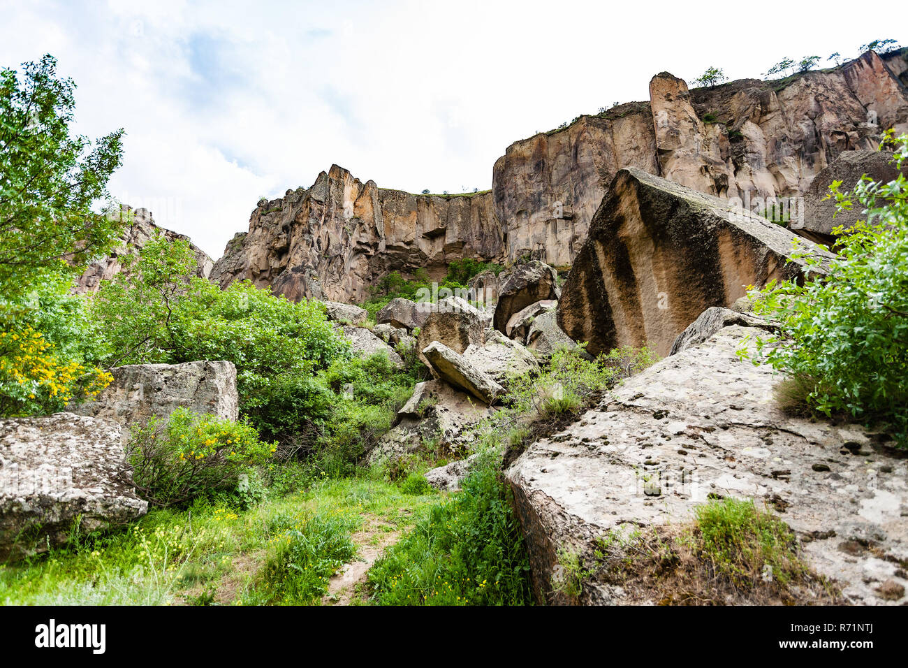 old volcanic rocks of gorge in Ihlara Valley Stock Photo