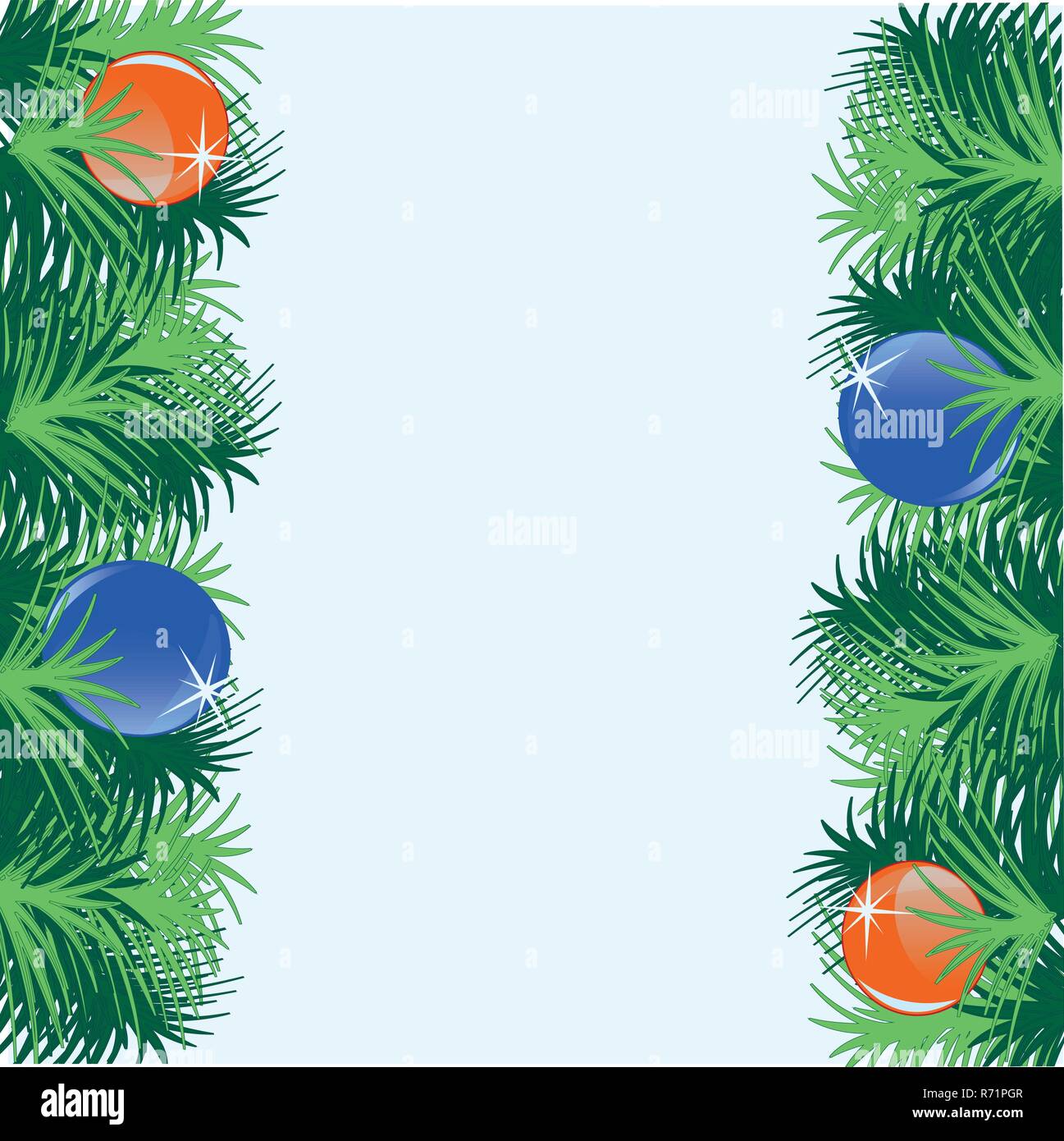 Colorful festive background from branches with toy Stock Vector