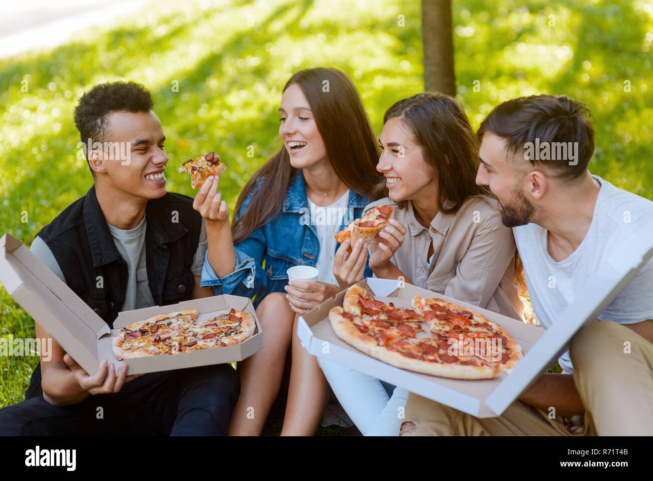 Lunch break after college classes Stock Photo Alamy