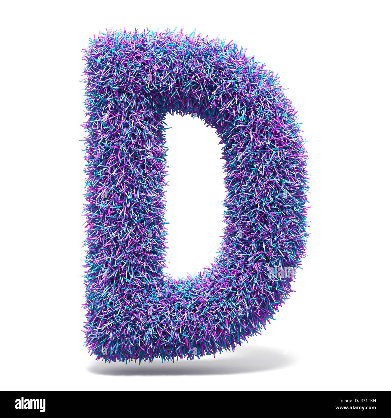 Purple faux fur LETTER D 3D illustration Stock Photo